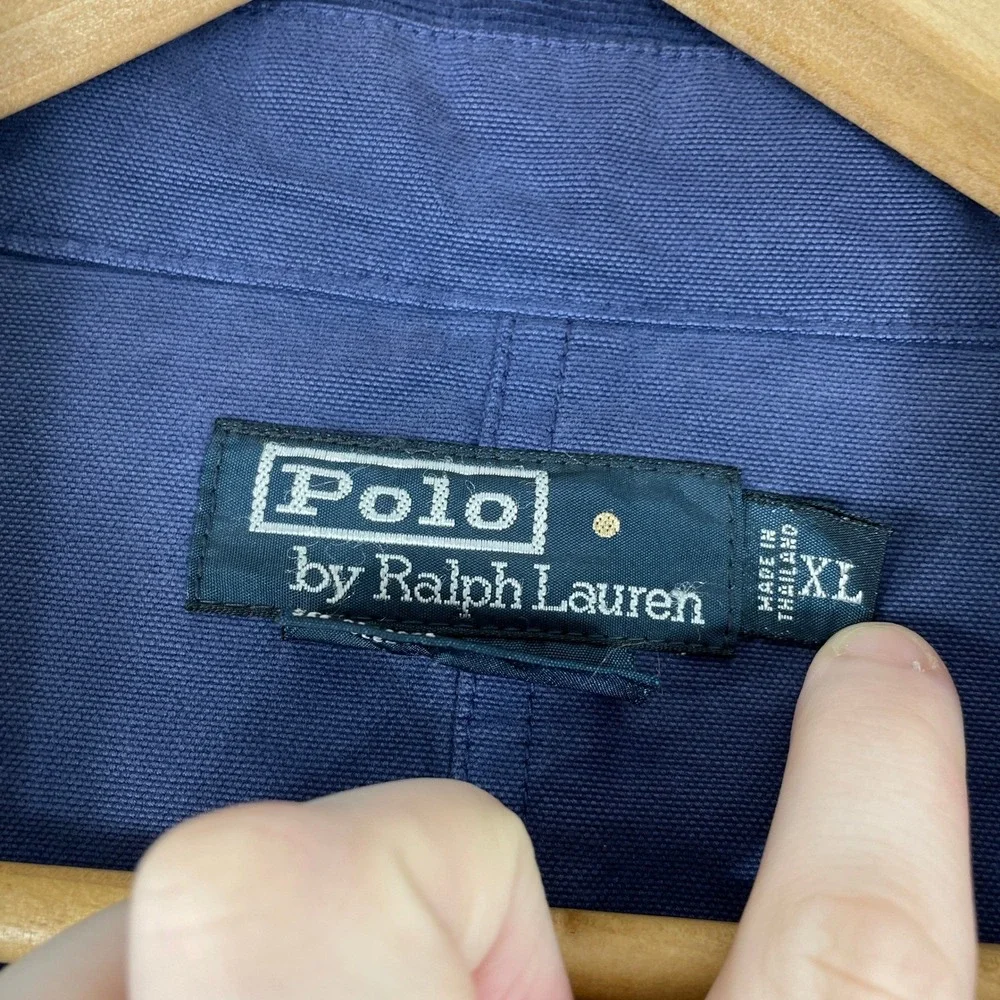 Polo Ralph Lauren Chore Jacket Mens XL Blue Canvas Corduroy Collar Barn Coat